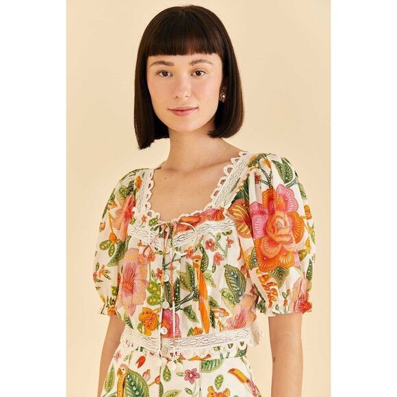 FARM Rio Macaw Bloom Cotton Top Small NEW - Picture 1 of 4